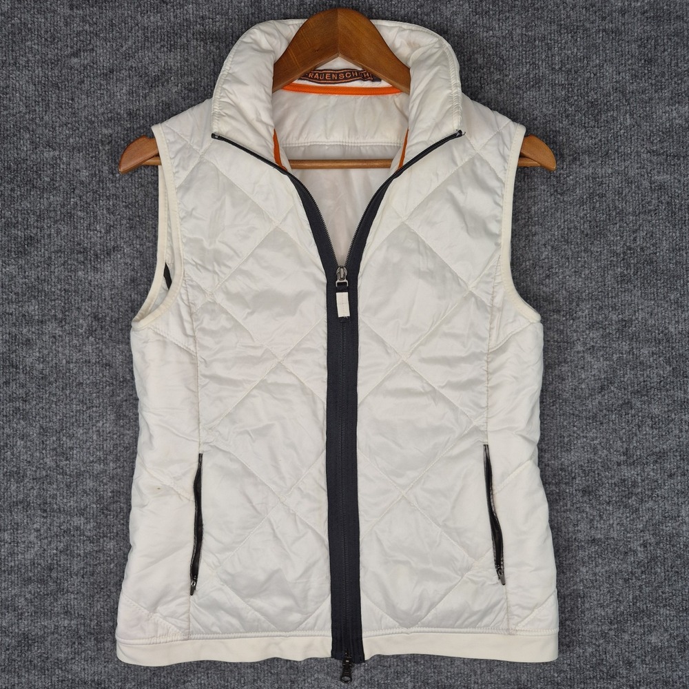 Frauenschuh Vest Womens 1/S White Quilted Puffer Sleeveless Limited‎ Ski Cabin